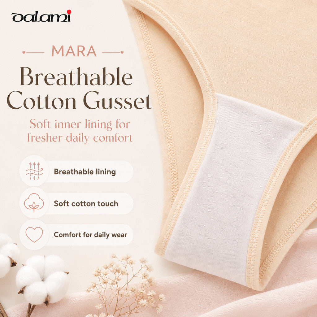 [DALAMI] MARA Panties Cotton Mid Waist Plain Seluar Dalam Wanita Soft Breathable Underwear Women Plus Size L-5XL
