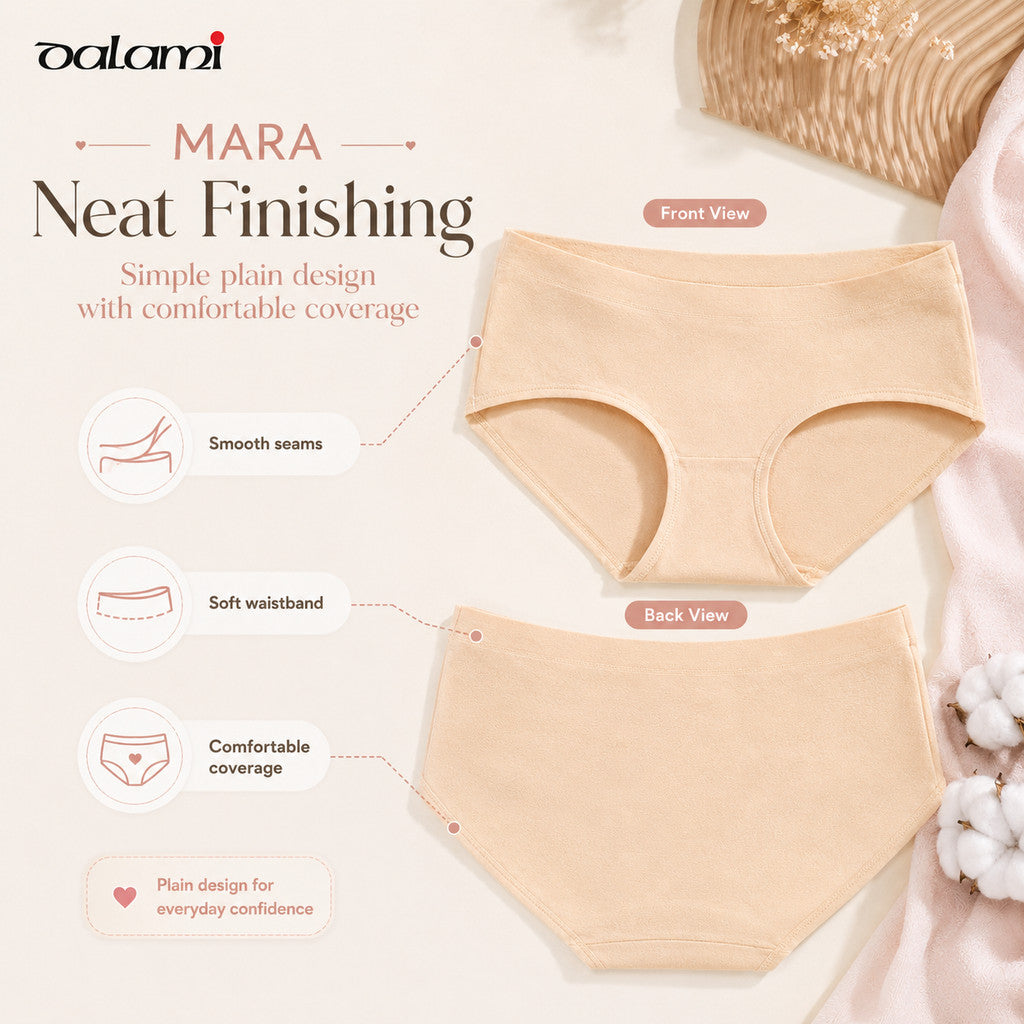 [DALAMI] MARA Panties Cotton Mid Waist Plain Seluar Dalam Wanita Soft Breathable Underwear Women Plus Size L-5XL