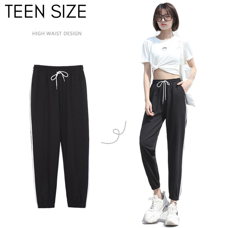 Seluar Budak Perempuan Lelaki Hitam Panjang Track Sukan Sekolah Kanak Kanak Murah Unisex kids long pants Children