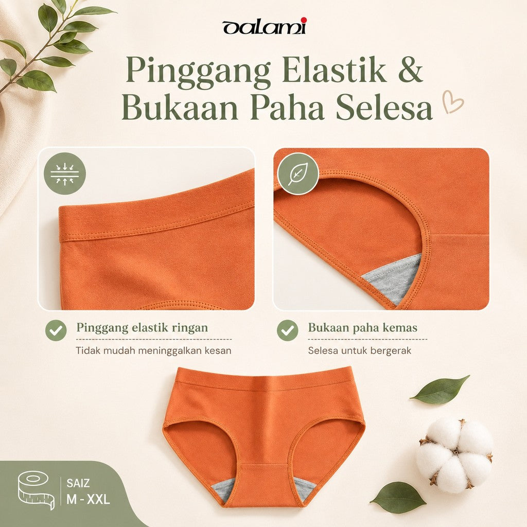 [DALAMI] MAYA 7pcs Woman Underwear Spender Perempuan Seluar Dalam Panties Women Mid Waist Set Wanita Woman Silk Spenda