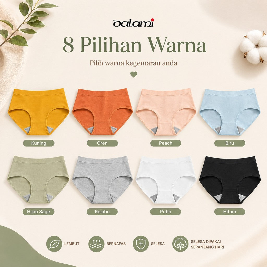 [DALAMI] MAYA 7pcs Woman Underwear Spender Perempuan Seluar Dalam Panties Women Mid Waist Set Wanita Woman Silk Spenda