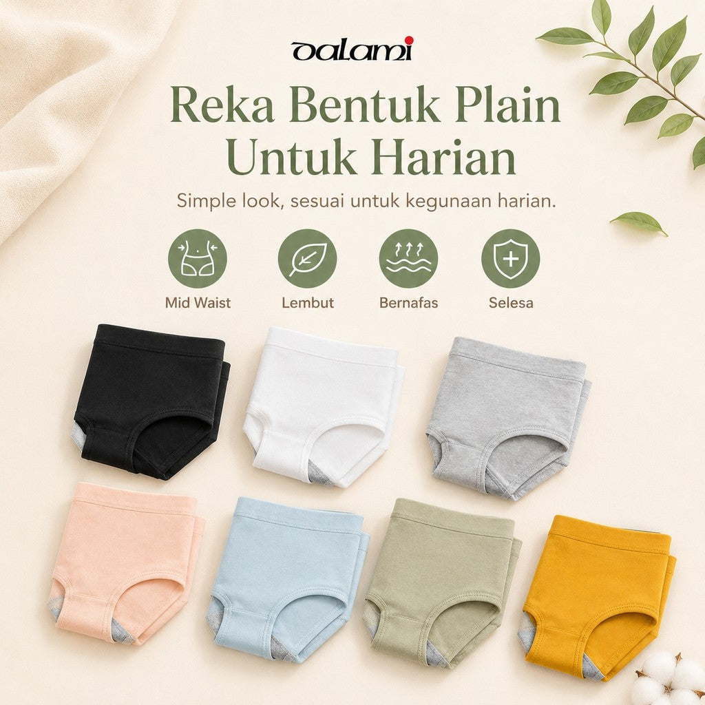 [DALAMI] MAYA 7pcs Woman Underwear Spender Perempuan Seluar Dalam Panties Women Mid Waist Set Wanita Woman Silk Spenda
