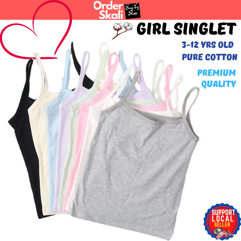 DALAMI Kids Long Singlet Camisole 3-12Y | Cotton Spandex Innerwear for Girls