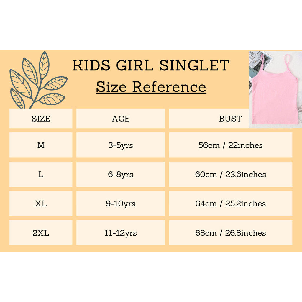 DALAMI Kids Long Singlet Camisole 3-12Y | Cotton Spandex Innerwear for Girls