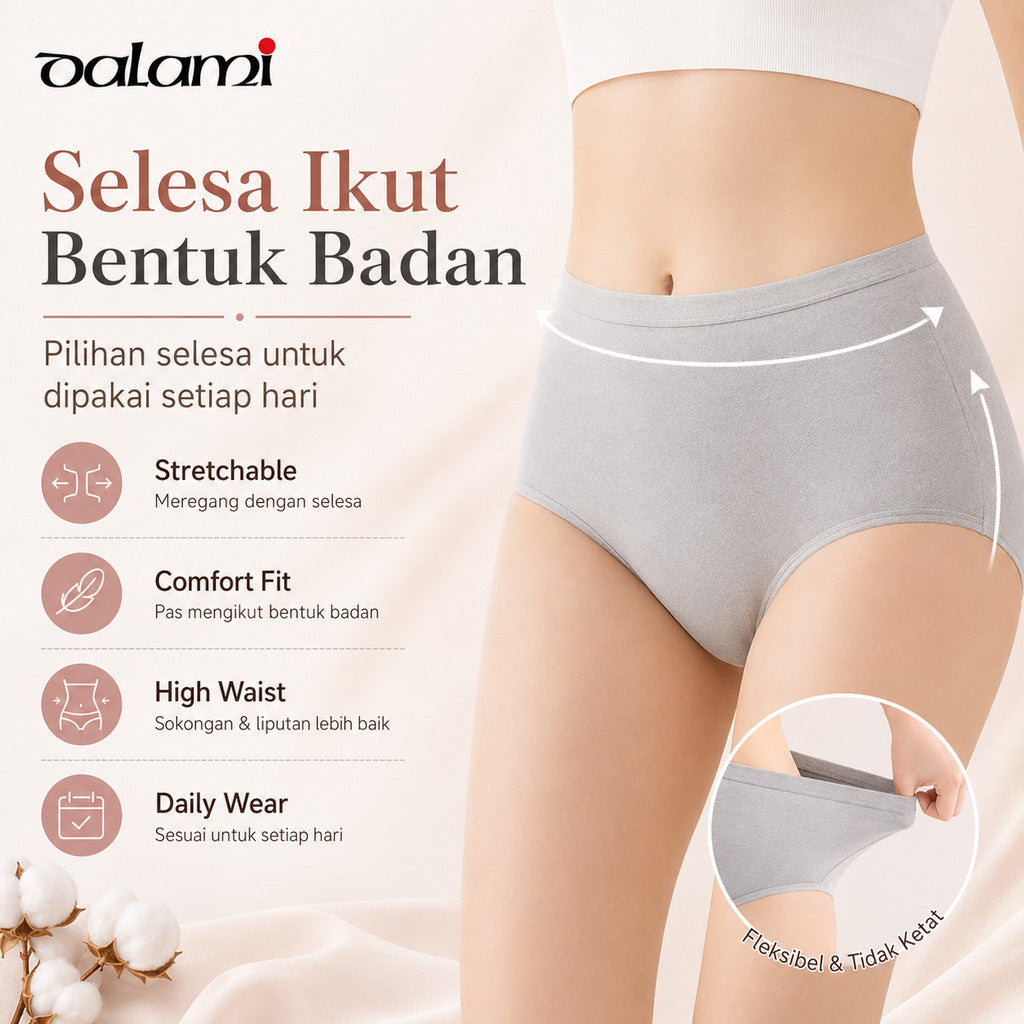 [DALAMI] HAYA 7pcs M-XXL Spender Perempuan Underwear Woman High Waist Cotton Panties Women Seluar Dalam Wanita Plus Size