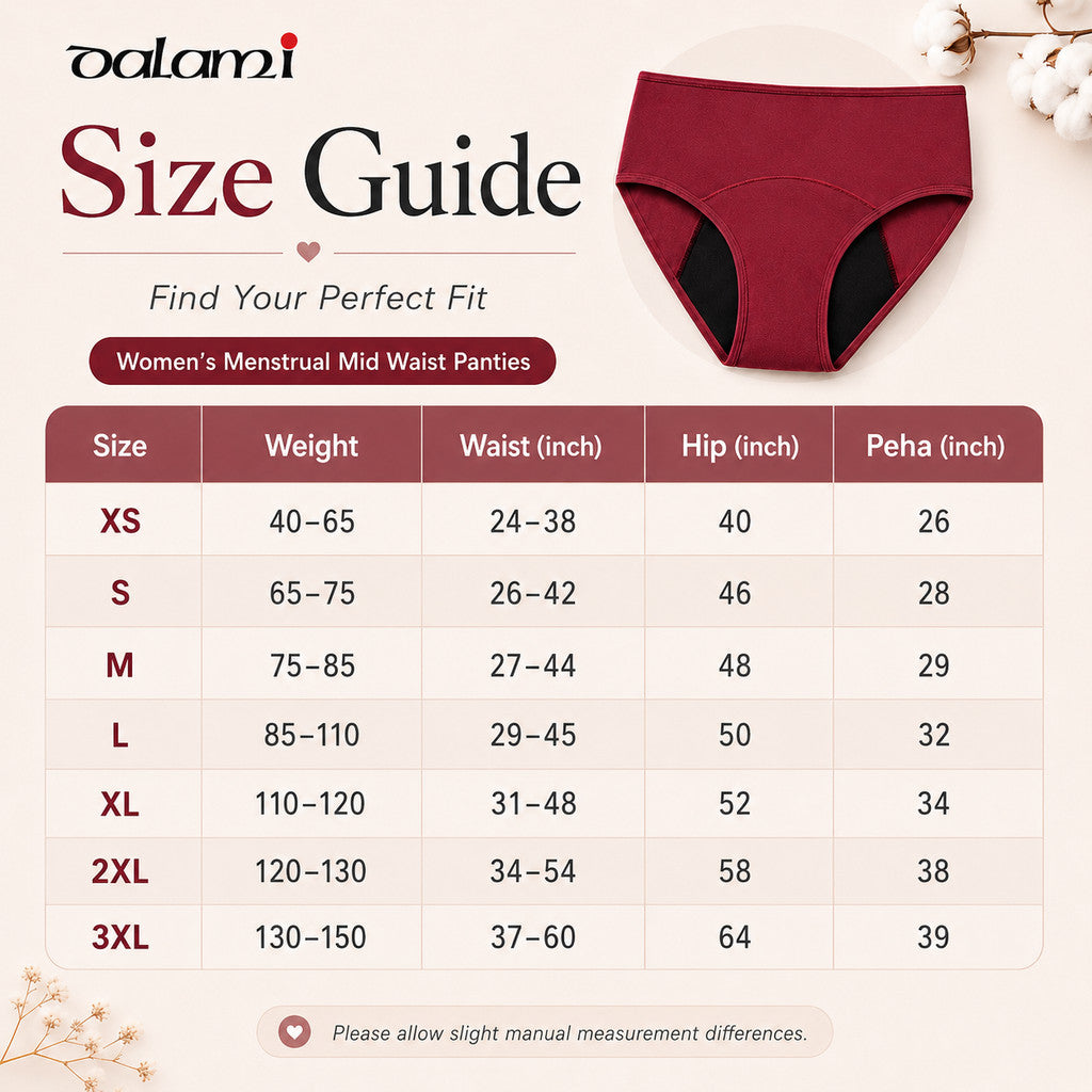[DALAMI] AURA Women Menstrual Panties Period Enlarge Leak Proof Panty Mid Waist Seluar Dalam Wanita Anti Bocor