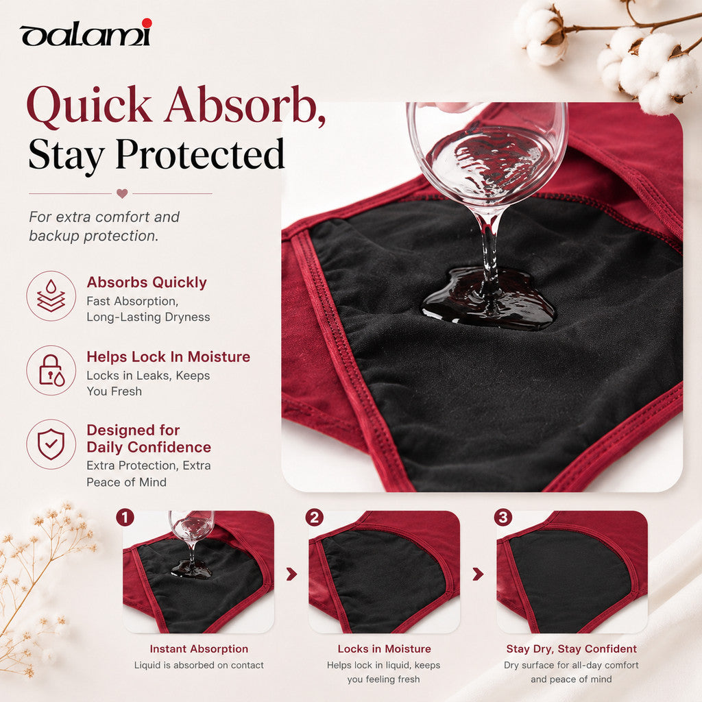 [DALAMI] AURA Women Menstrual Panties Period Enlarge Leak Proof Panty Mid Waist Seluar Dalam Wanita Anti Bocor