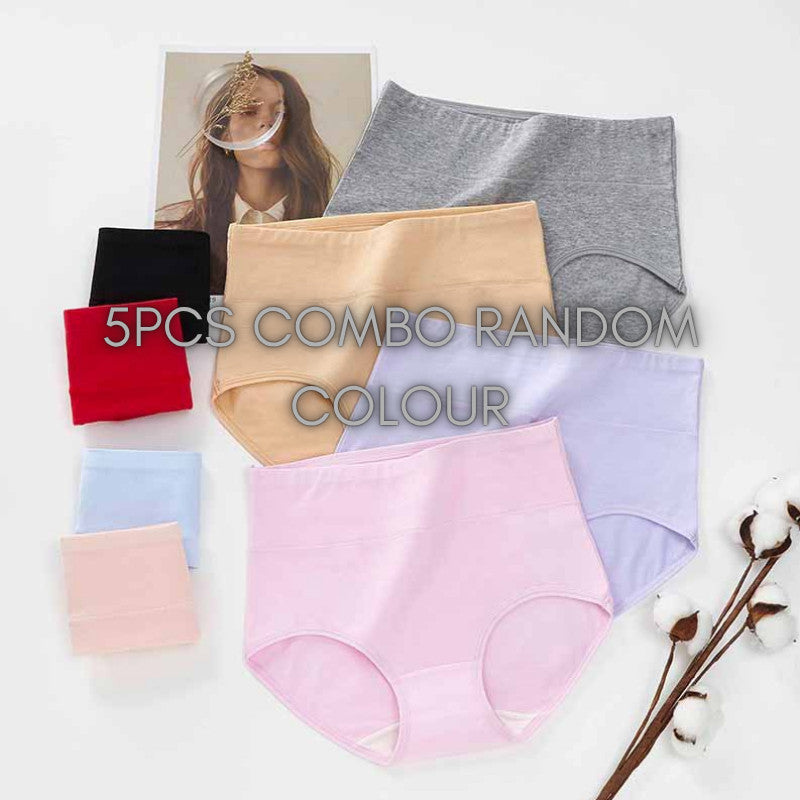 [DALAMI] LARA 47-115kg 5pcs Cotton High Waist Plus Size Panties Underwear Women Seluar Dalam Wanita Female Panty