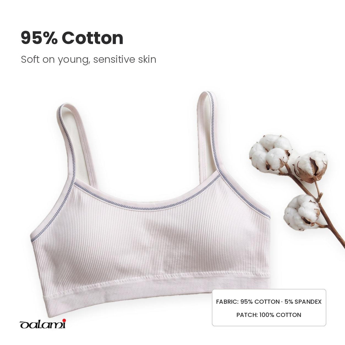 [DALAMI] NAYA Teen Training Bra Remaja Perempuan Cotton Lembut Pad Lembut Tanpa Dawai Breathable | Bra Budak Teen Bra Comfort Innerwear Sekolah 1 Tali 2 Tali