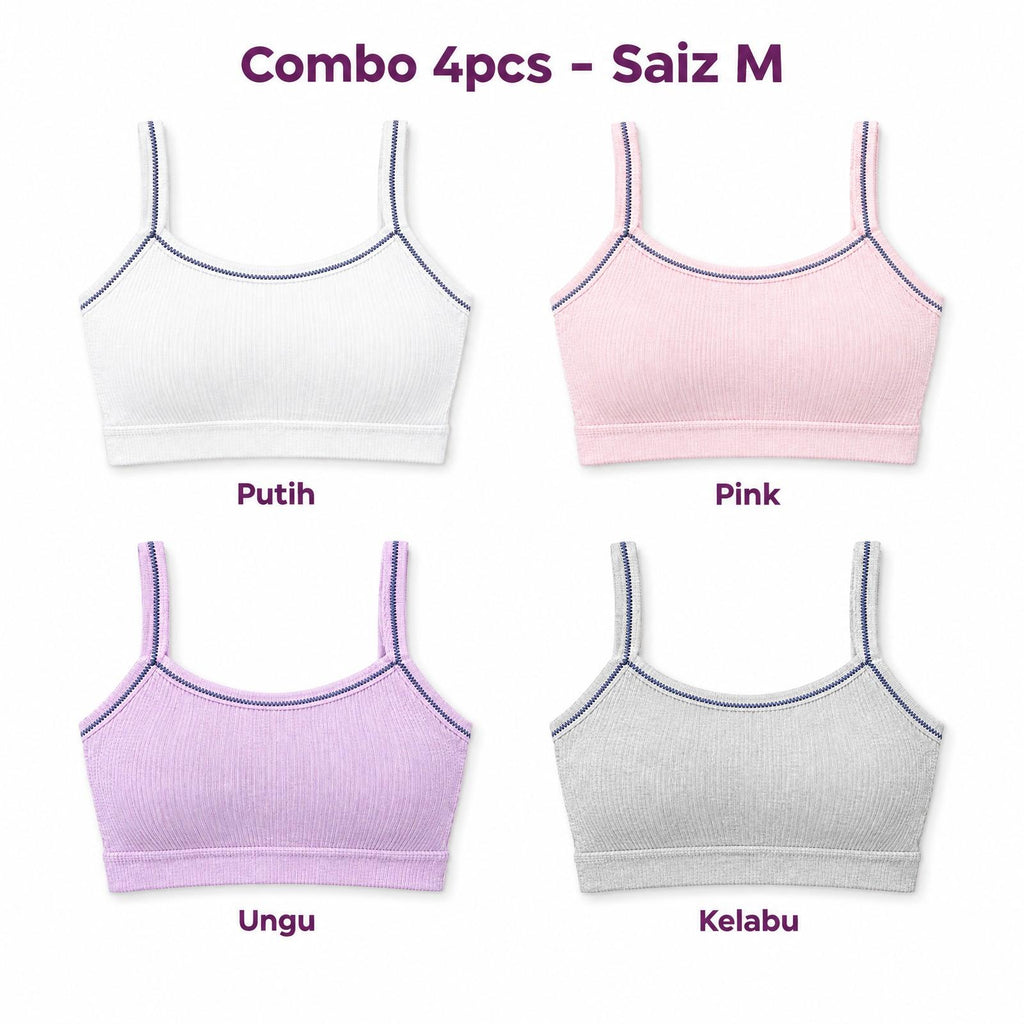 [DALAMI] NAYA Teen Training Bra Remaja Perempuan Cotton Lembut Pad Lembut Tanpa Dawai Breathable | Bra Budak Teen Bra Comfort Innerwear Sekolah 1 Tali 2 Tali