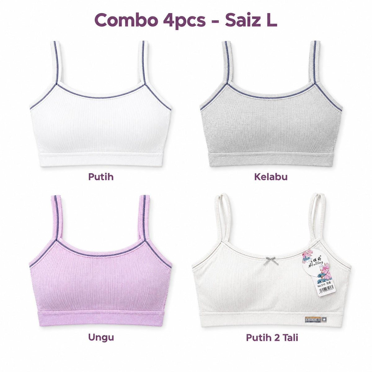 [DALAMI] NAYA Teen Training Bra Remaja Perempuan Cotton Lembut Pad Lembut Tanpa Dawai Breathable | Bra Budak Teen Bra Comfort Innerwear Sekolah 1 Tali 2 Tali