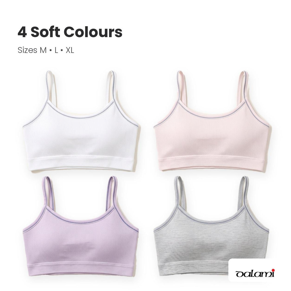 [DALAMI] NAYA Teen Training Bra Remaja Perempuan Cotton Lembut Pad Lembut Tanpa Dawai Breathable | Bra Budak Teen Bra Comfort Innerwear Sekolah 1 Tali 2 Tali
