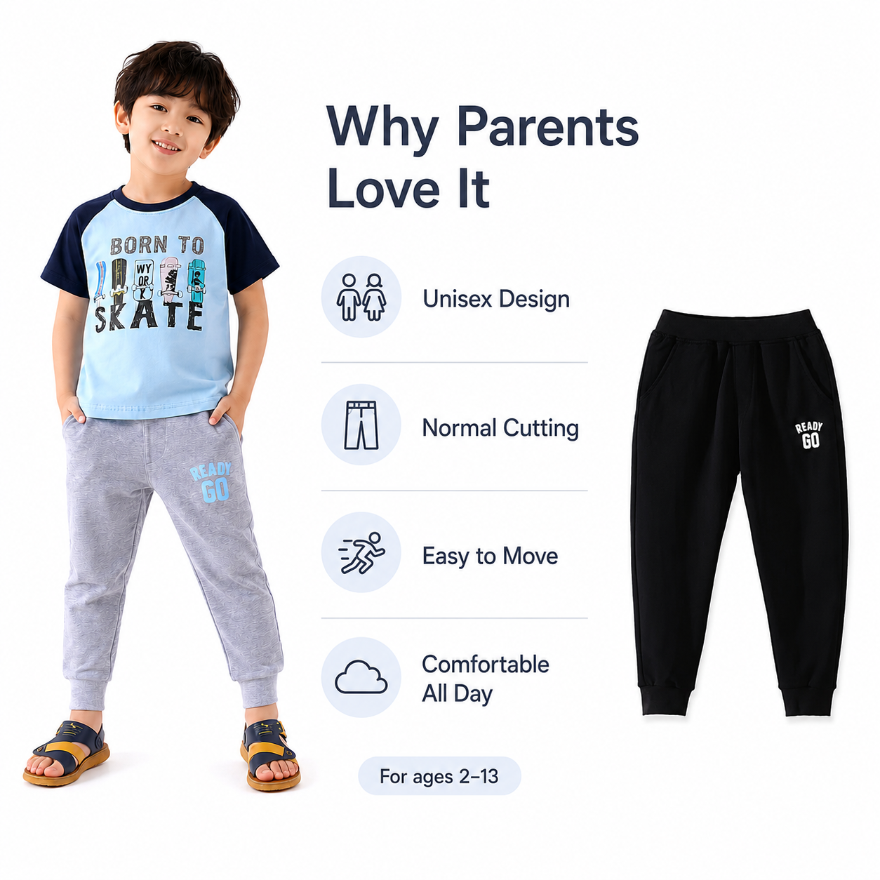 Kids Jogger Pants 2–13 Years | Unisex Long Sport Pants with Pockets