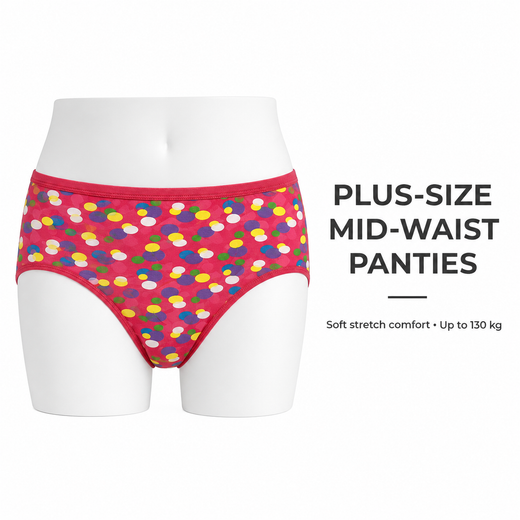 5pcs Printed Cotton Spandex Mid-Waist Panties XL–6XL