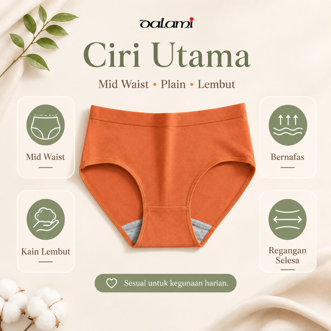 [DALAMI] MAYA 7pcs Mid Waist Panties