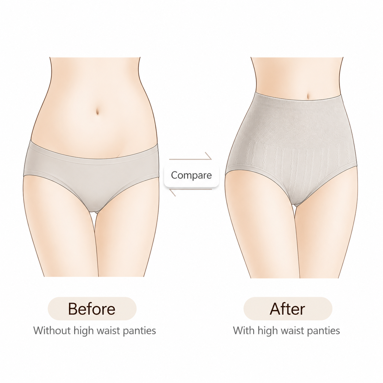 DALAMI Plus Size High Waist Tummy Control Panties – 5pcs Combo