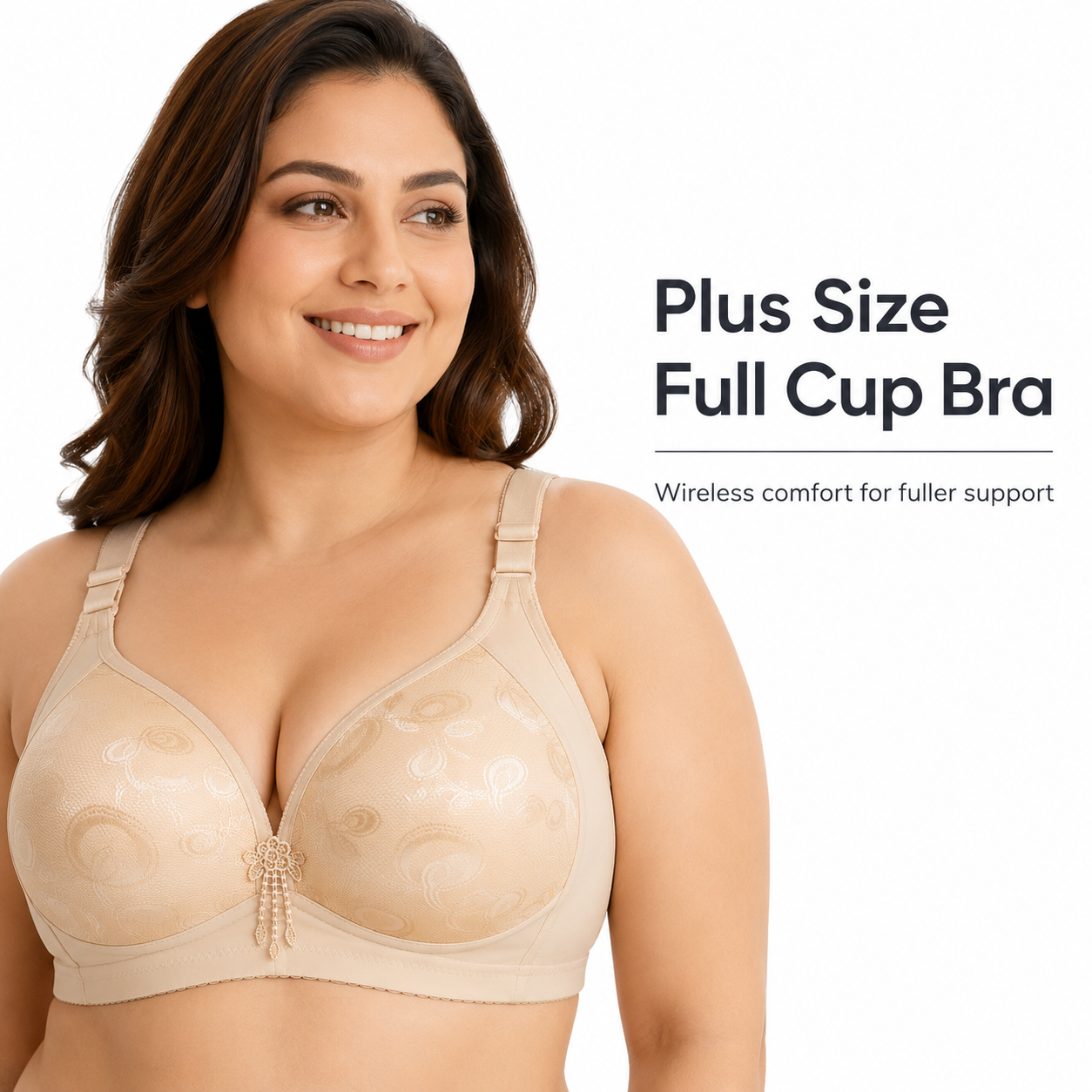 DALAMI Plus Size Wireless Full Cup Bra D–E Cup