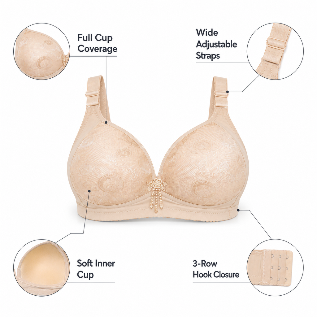 DALAMI Plus Size Wireless Full Cup Bra D–E Cup