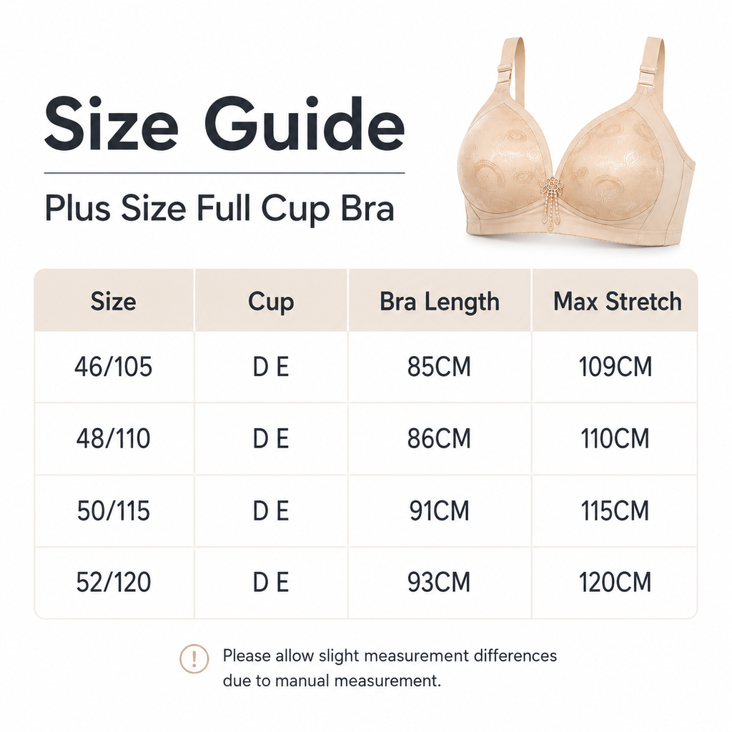 DALAMI Plus Size Wireless Full Cup Bra D–E Cup