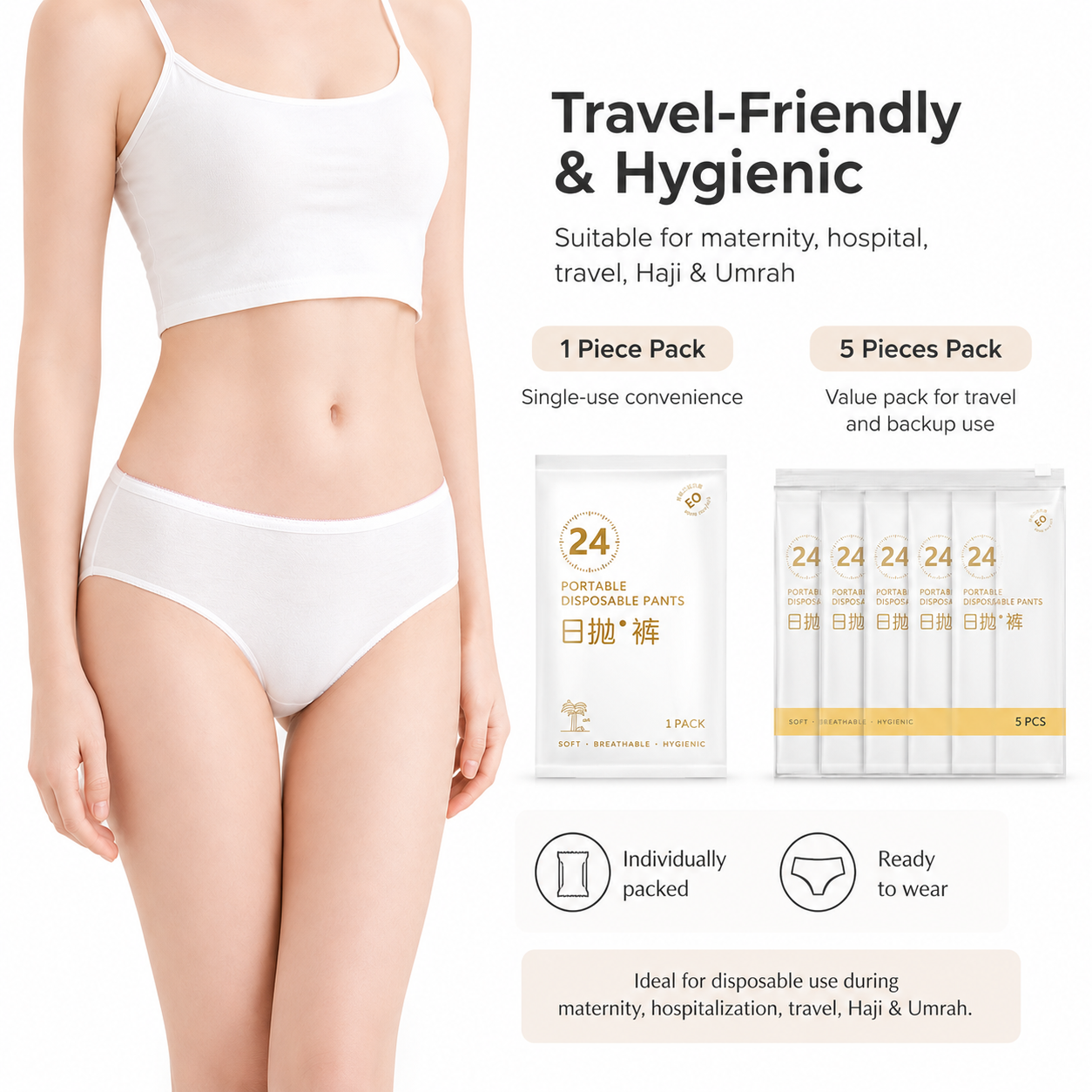 Disposable Cotton Panties – Maternity & Travel