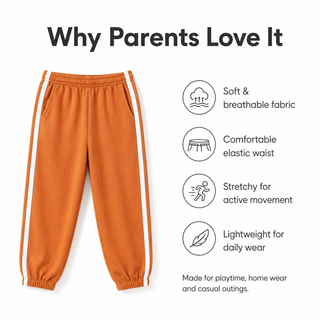 Kids Unisex Casual Long Pants 2–10Y