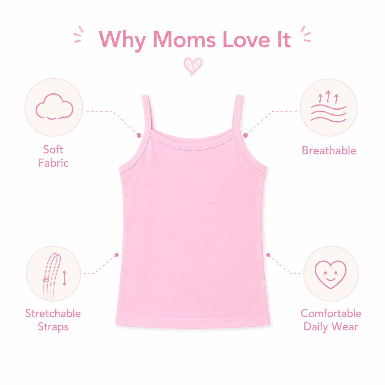 DALAMI Kids Long Singlet Camisole 3-12Y | Cotton Spandex Innerwear for Girls