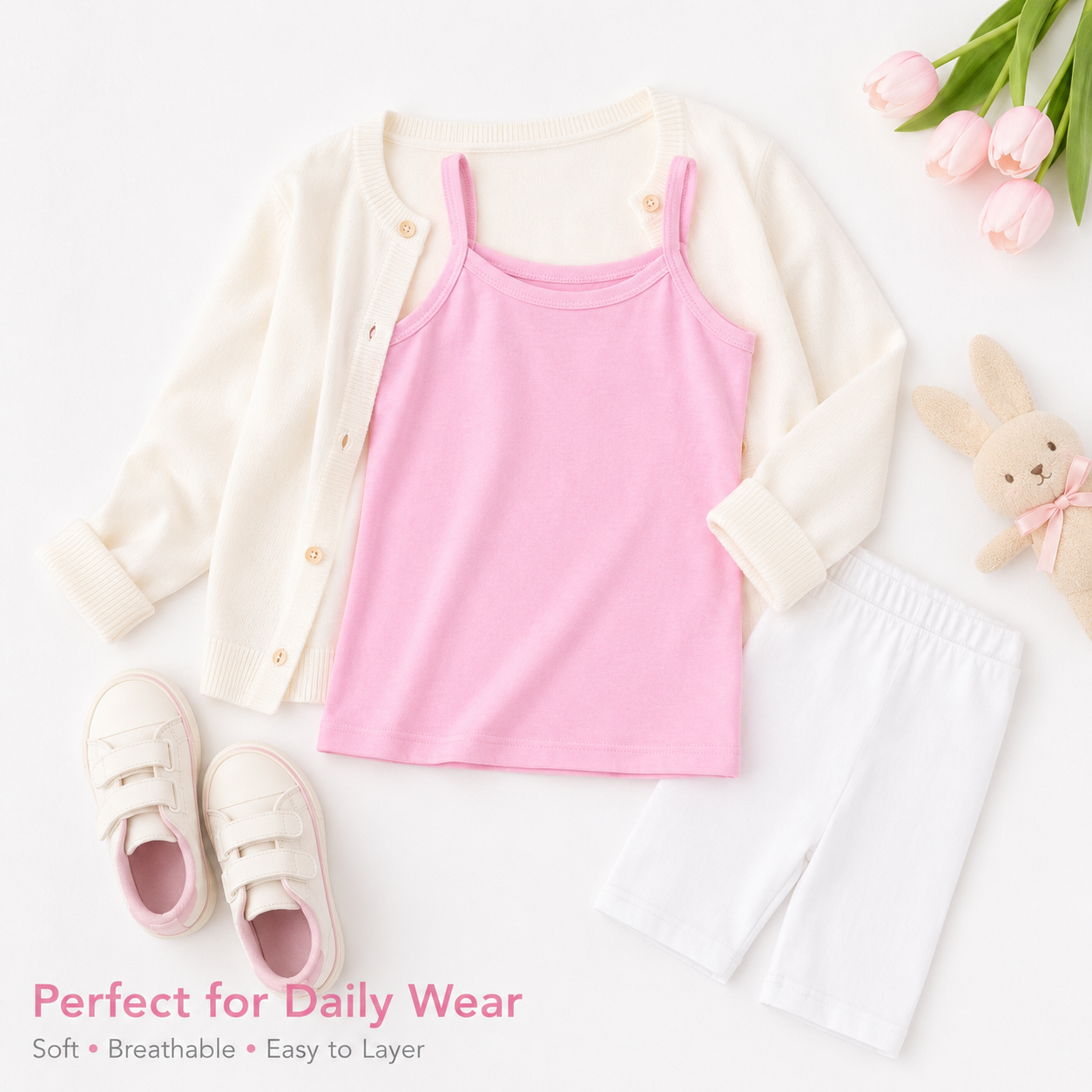 DALAMI Kids Long Singlet Camisole 3-12Y | Cotton Spandex Innerwear for Girls