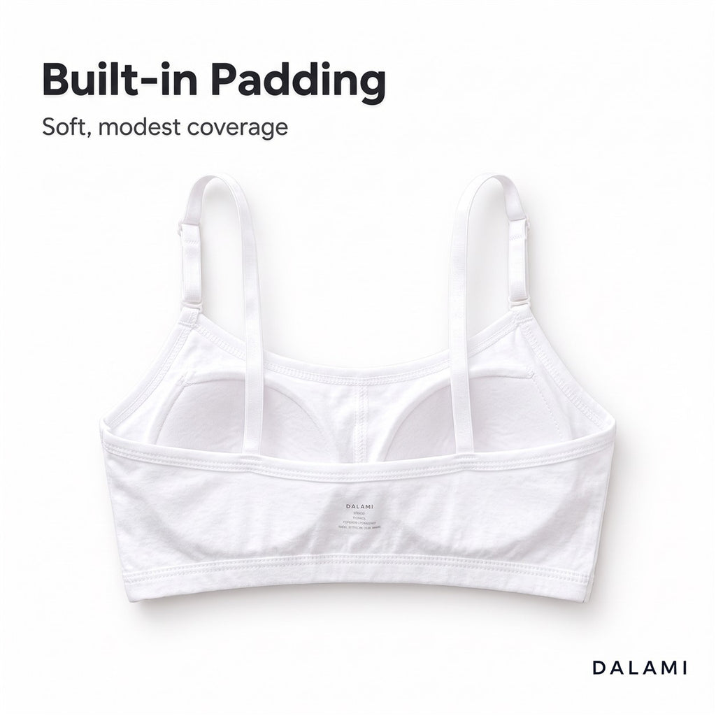 DALAMI INTAN Girls Padded Cotton Training Bra – built-in padding